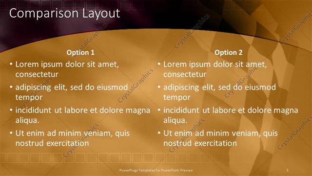 Comparison presentation slide layout