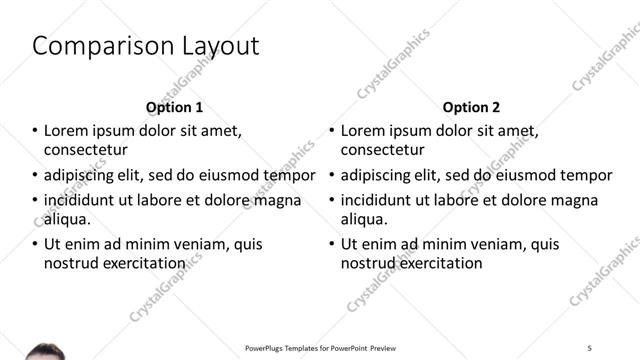 Comparison presentation slide layout