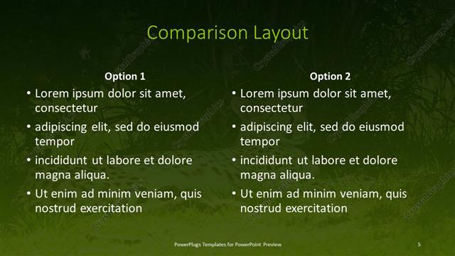 Comparison presentation slide layout