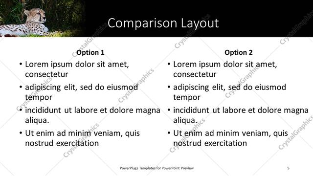 Comparison presentation slide layout