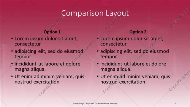 Comparison presentation slide layout