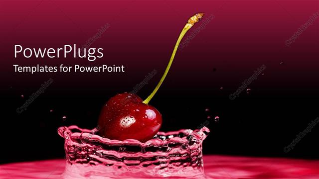  Presentation with cherry - Cherry falling into water creating water splash on cherry and black background