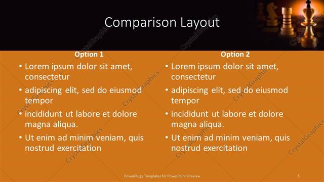 Comparison presentation slide layout