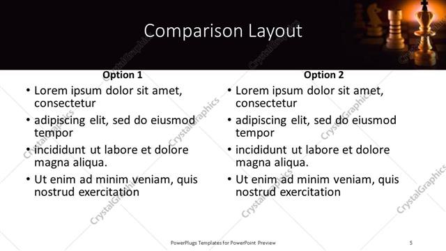 Comparison presentation slide layout