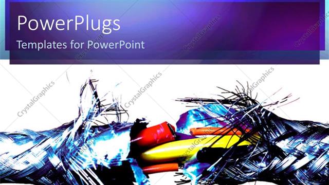  Presentation with cable - Chewed cable broken cable cord blue background