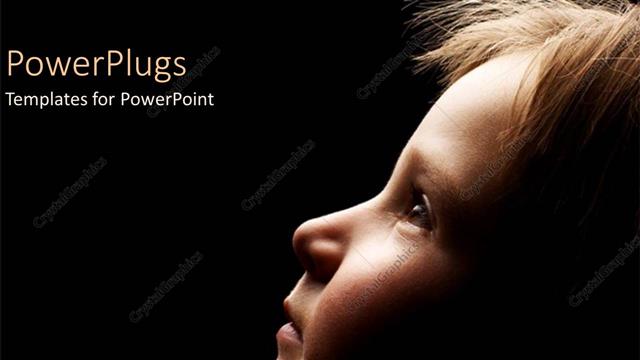  Presentation with black child - Child in the dark looking up black background