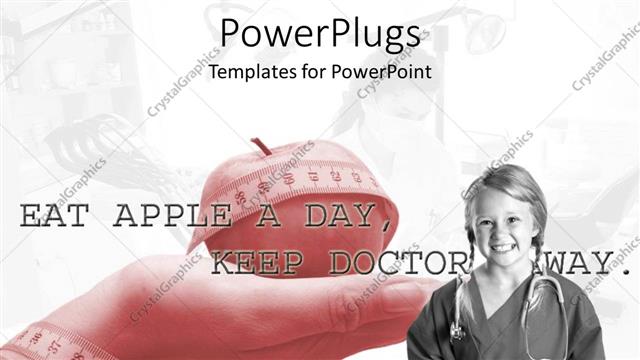  Presentation with tape - A child dressed up as a doctor with measuring tape in the background