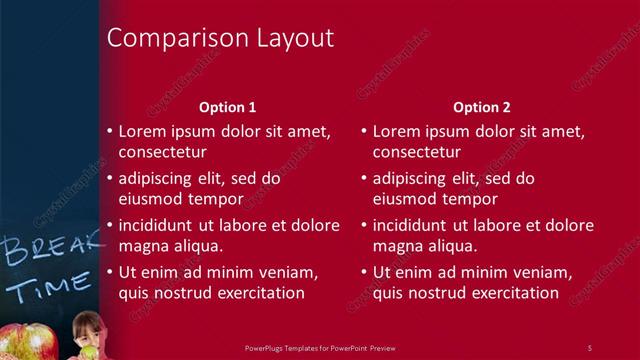 Comparison presentation slide layout