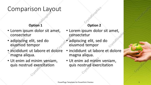 Comparison presentation slide layout