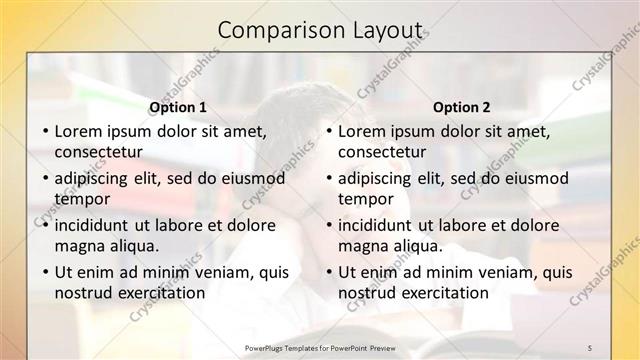 Comparison presentation slide layout