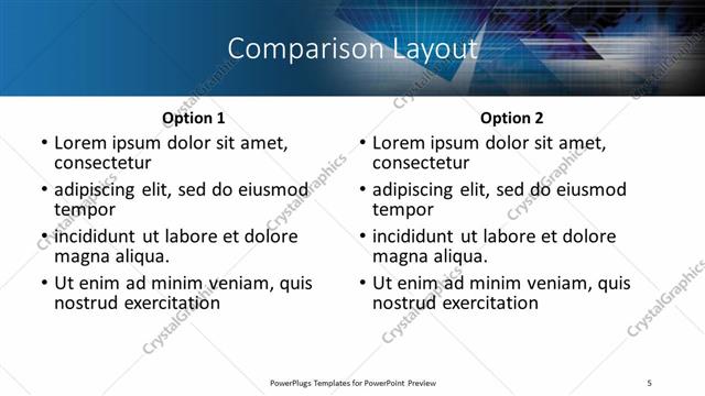 Comparison presentation slide layout