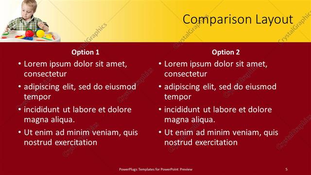 Comparison presentation slide layout