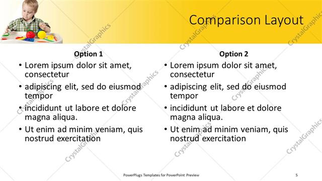 Comparison presentation slide layout