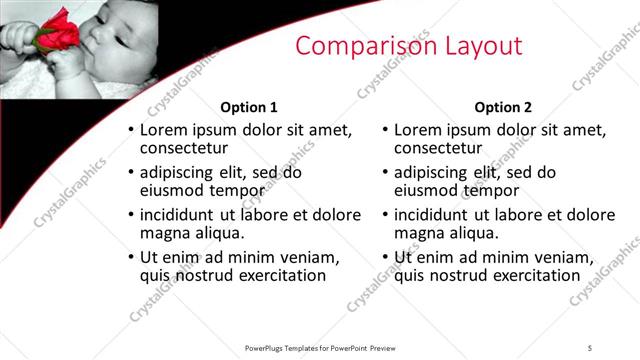 Comparison presentation slide layout