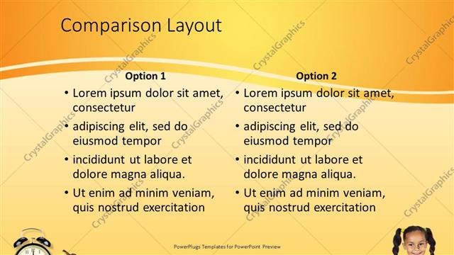 Comparison presentation slide layout