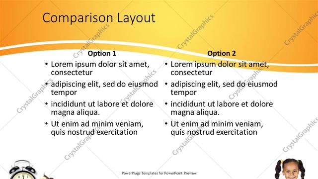 Comparison presentation slide layout