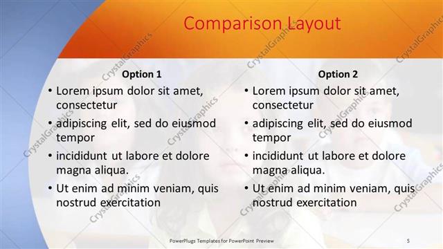 Comparison presentation slide layout