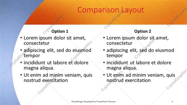 Comparison presentation slide layout