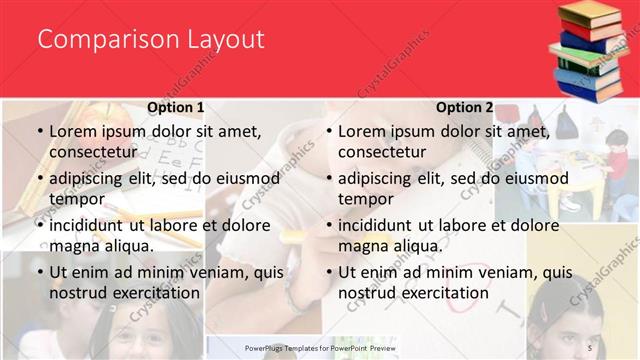 Comparison presentation slide layout