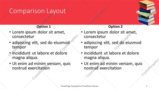 Comparison presentation slide layout