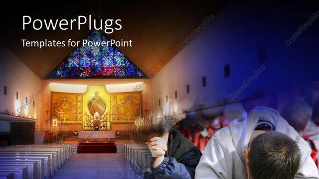  Presentation with children praying - Children praying in the church with christ