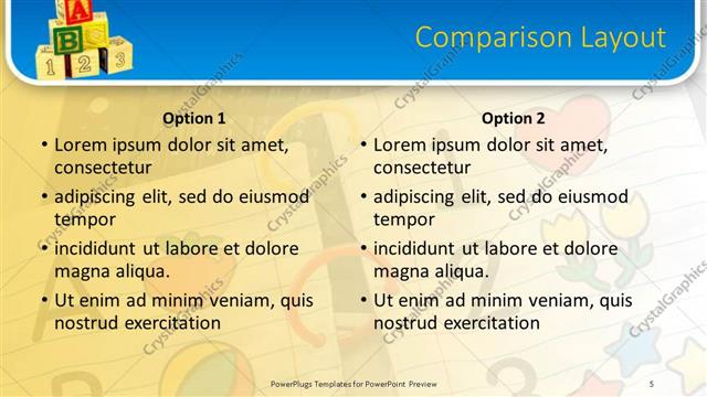 Comparison presentation slide layout