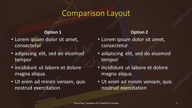 Comparison presentation slide layout
