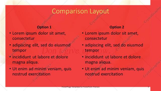 Comparison presentation slide layout