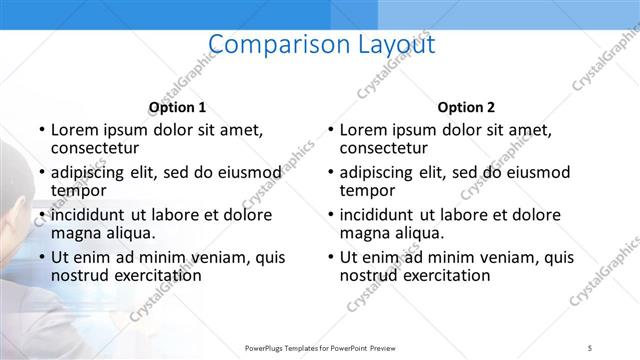 Comparison presentation slide layout
