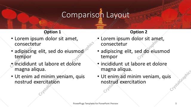 Comparison presentation slide layout