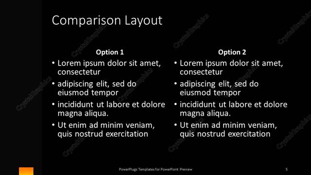 Comparison presentation slide layout