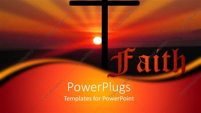  Presentation with christian - Christian religious faith metaphor with cross at sunset