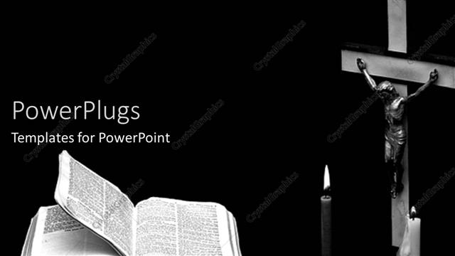  Presentation with candles - Christian theme with crucifix, Jesus on Cross, candles, Bible, church