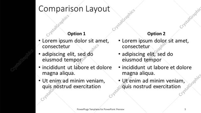Comparison presentation slide layout