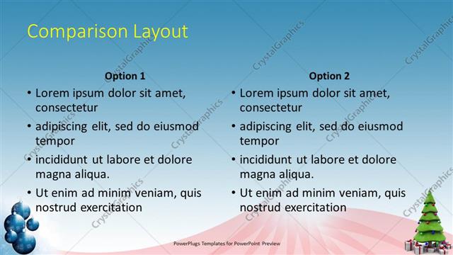 Comparison presentation slide layout