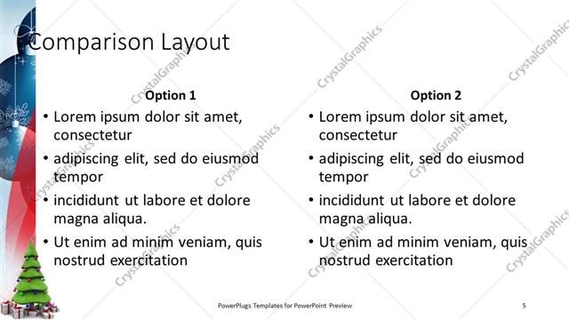 Comparison presentation slide layout
