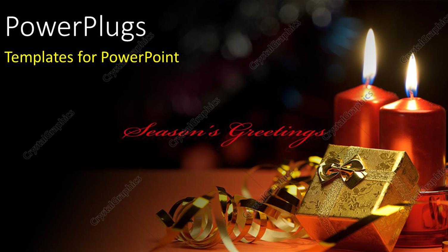 Featuring Christmas Depiction with Gift Boxes and Burning Candles