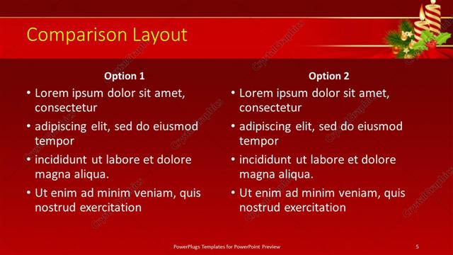 Comparison presentation slide layout