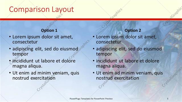 Comparison presentation slide layout
