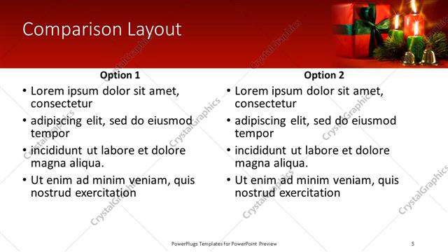 Comparison presentation slide layout