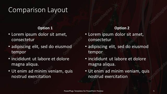 Comparison presentation slide layout