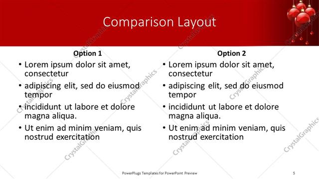 Comparison presentation slide layout