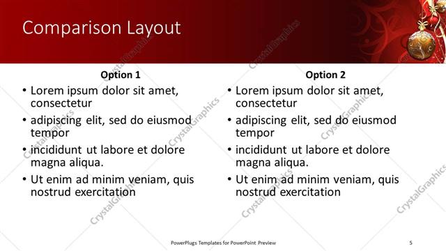 Comparison presentation slide layout