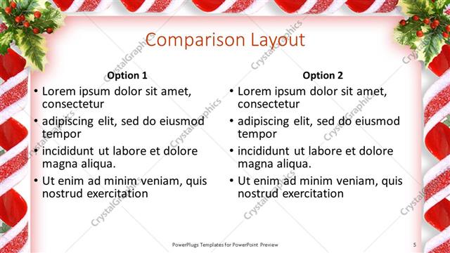 Comparison presentation slide layout