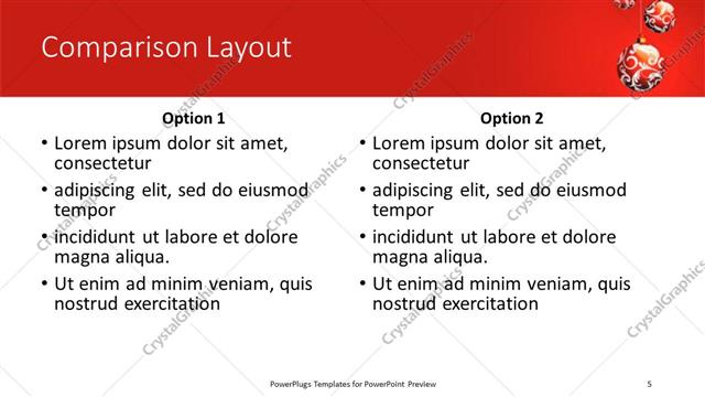 Comparison presentation slide layout