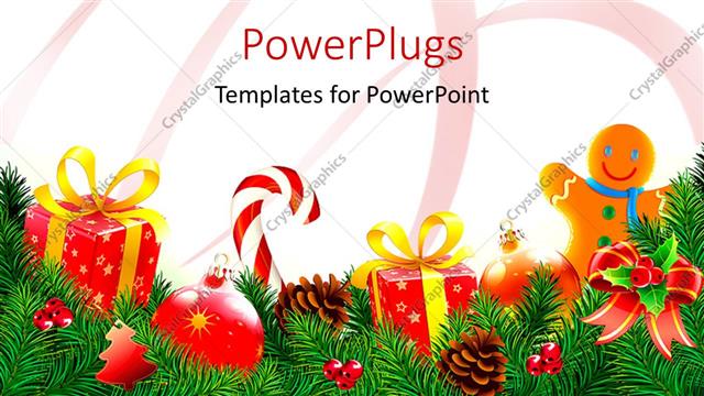  Presentation with floral - Lots of Christmas tree ornaments and decorations on a floral background