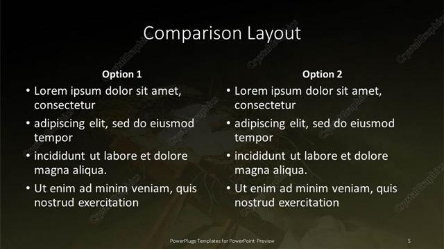 Comparison presentation slide layout