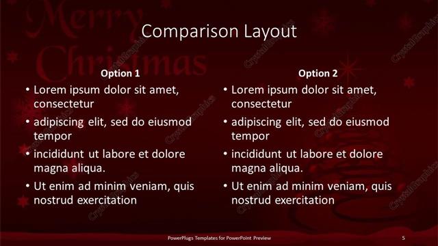 Comparison presentation slide layout