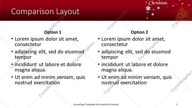 Comparison presentation slide layout