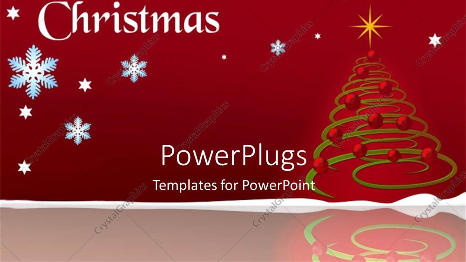 Featuring Christmas Depiction with Decoration on Christmas Tree and Snow Flakes